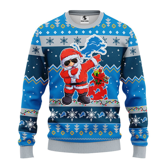Detroit Lions Dabbing Santa Claus Ugly Christmas Sweater BGSWT165