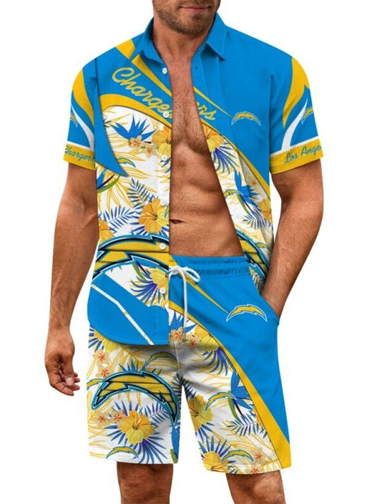 Los Angeles Chargers Combo Hawaiian Shirt and Shorts AZBTHWSS000053