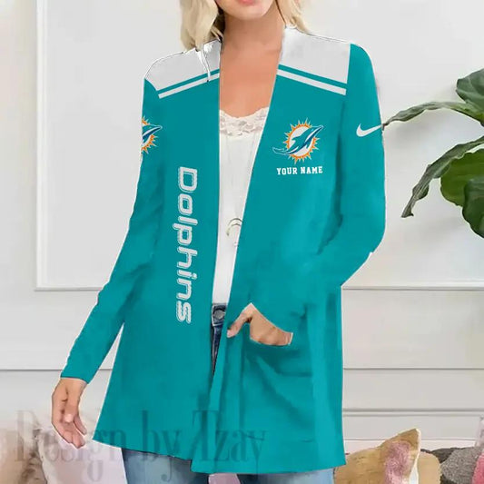 Miami Dolphins Women Patch Pocket Cardigan BT120