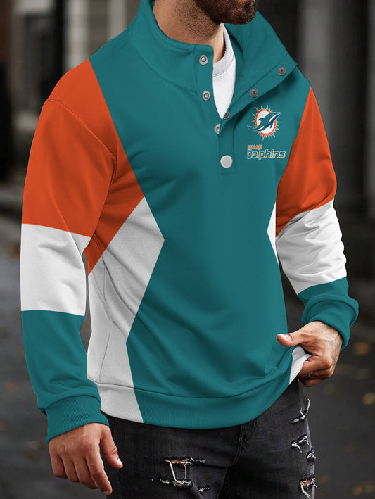 Miami Dolphins Casual Colorful Stand Collar Sweatshirt AZBTSCSW000245