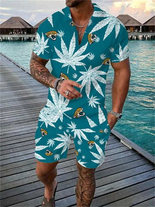 Jacksonville Jaguars Zip Polo Shirt And Shorts Men AZPLZ288