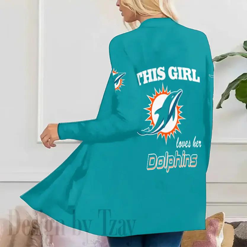 Miami Dolphins Women Patch Pocket Cardigan BT118