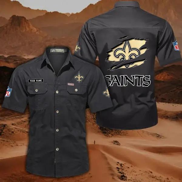 New Orleans Saints Men’s Short Sleeve Cargo Shirts New 2025 AZBT2DCGS000023