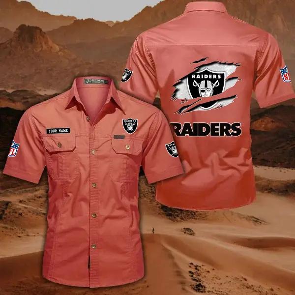 Las Vegas Raiders Men’s Short Sleeve Cargo Shirts New 2025 AZBT2DCGS000017