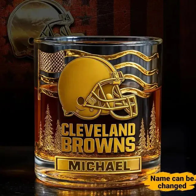 Cleveland Browns Golden Logo Whiskey Glass SP11