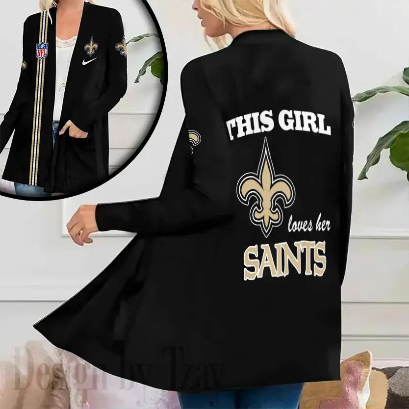 New Orleans Saints Women Patch Pocket Cardigan BT137