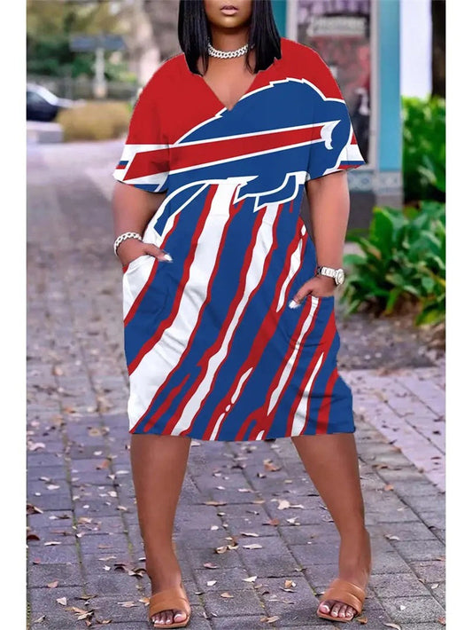 Buffalo Bills V-neck Casual Pocket Dress Limited Edition AZBTVCPD000245