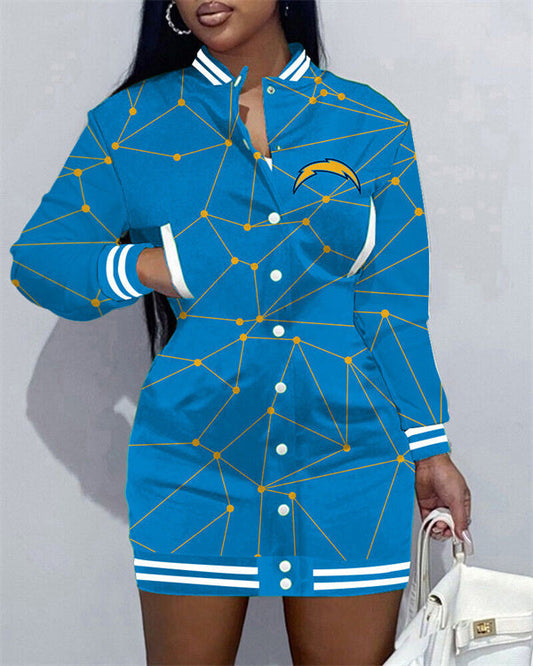 Los Angeles Chargers Women Button Down Jacket Dress AZBTBDJD000039