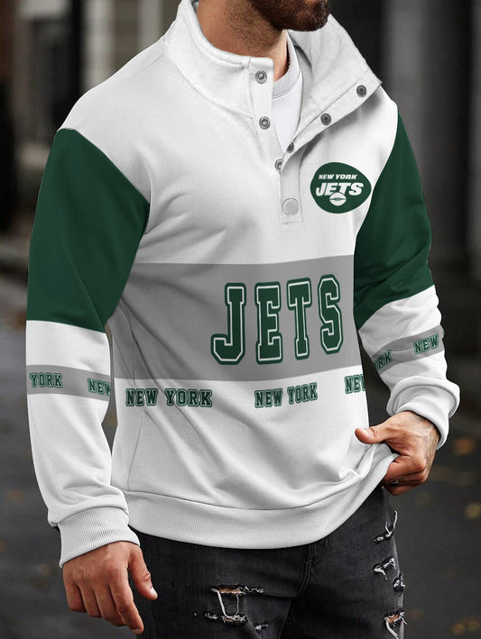 New York Jets Casual Colorful Stand Collar Sweatshirt AZBTSCSW000458