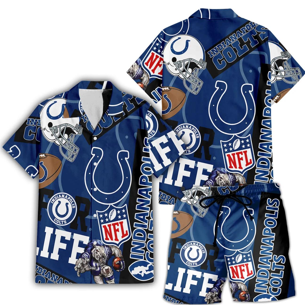 Indianapolis Colts Custom Limited Edition For Life Hawaiian Shirt and Shorts AZHAHWSS000264