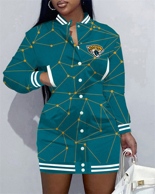 Jacksonville Jaguars Women Button Down Jacket Dress AZBTBDJD000376