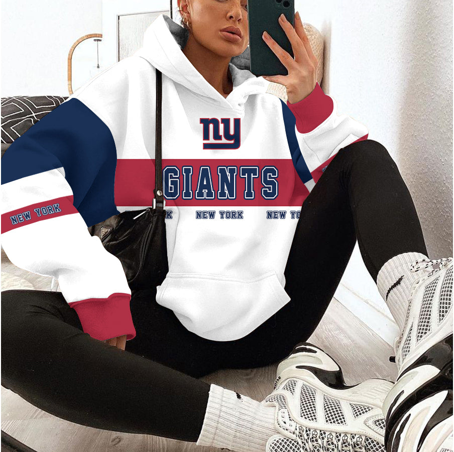 New York Giants Printed Hooded Pocket Pullover Hoodie AZBTPH000107