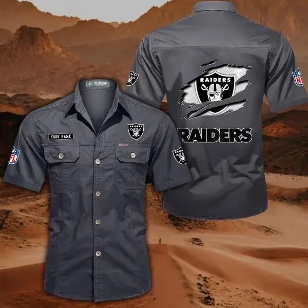 Las Vegas Raiders Men’s Short Sleeve Cargo Shirts New 2025 AZBT2DCGS000017