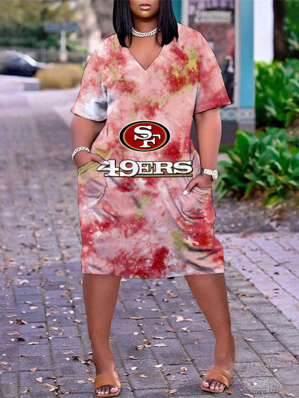 San Francisco 49ers V-neck Casual Pocket Dress Limited Edition AZBTVCPD000058
