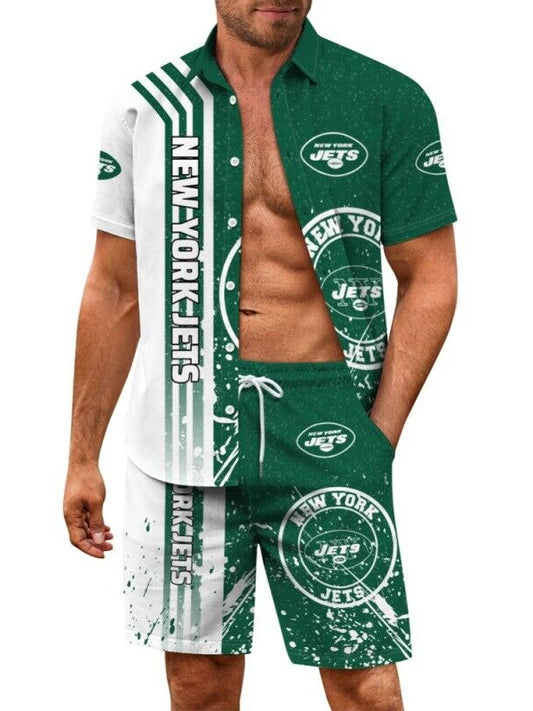 New York Jets Combo Hawaiian Shirt and Shorts AZBTHWSS000197