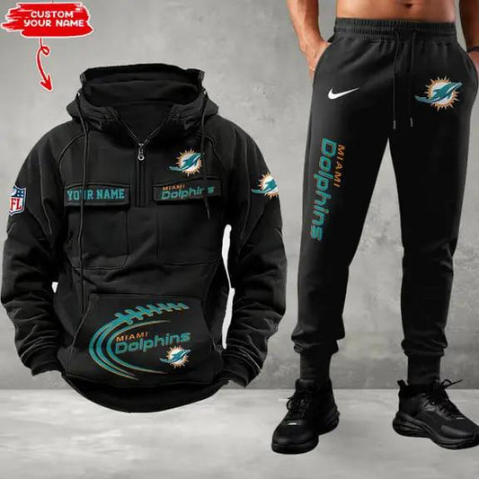 Miami Dolphins Combo Multi-Pockets Hoodie And Pants EM17
