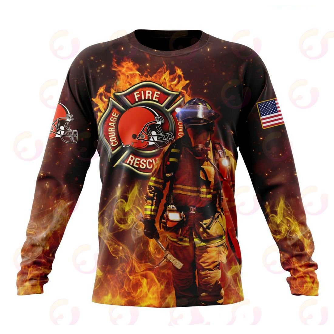 Cleveland Browns Honor Firefighters – First Responders All Over Printed T-shirt Sweatshirt Hoodie AZCHD831