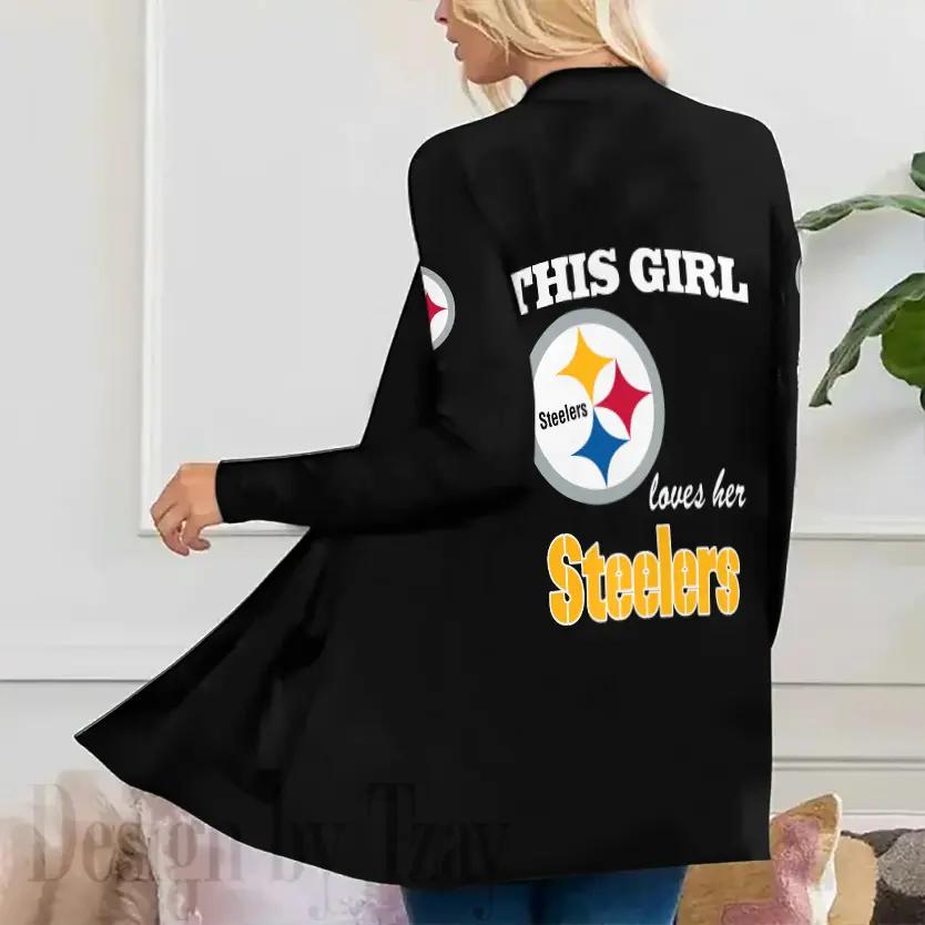 Pittsburgh Steelers Women Patch Pocket Cardigan BT163