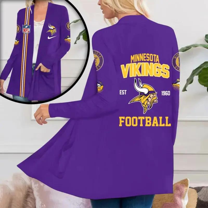 Minnesota Vikings Women Patch Pocket Cardigan BT122