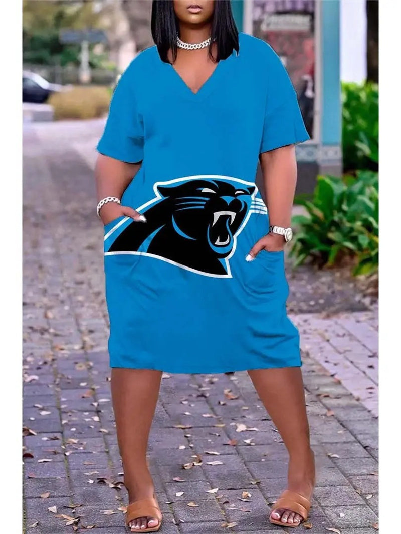Carolina Panthers V-neck Casual Pocket Dress Limited Edition AZBTVCPD000371