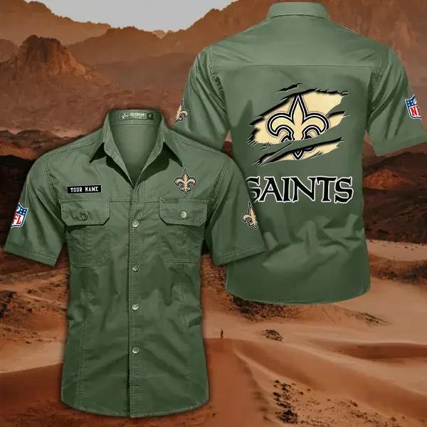 New Orleans Saints Men’s Short Sleeve Cargo Shirts New 2025 AZBT2DCGS000023