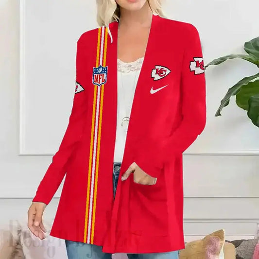 Kansas City Chiefs Women Patch Pocket Cardigan BT096