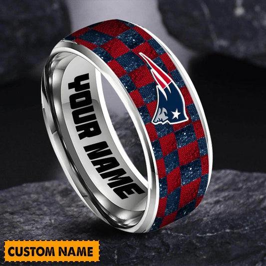 New England Patriots Special Stainless Ring Custom Name AZBTSR000009