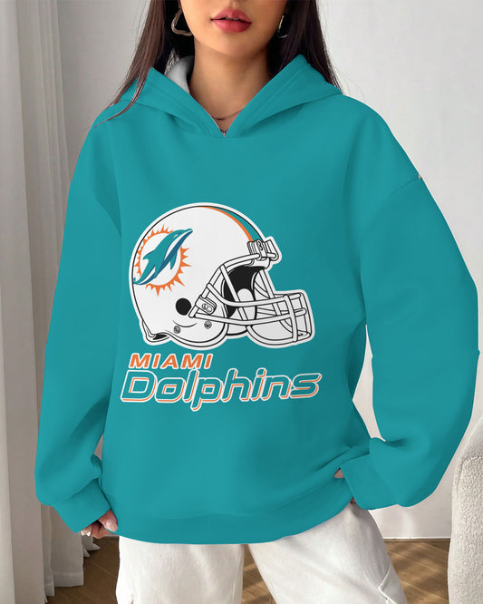 Miami Dolphins Printed Hooded Pocket Pullover Hoodie AZBTPH000059