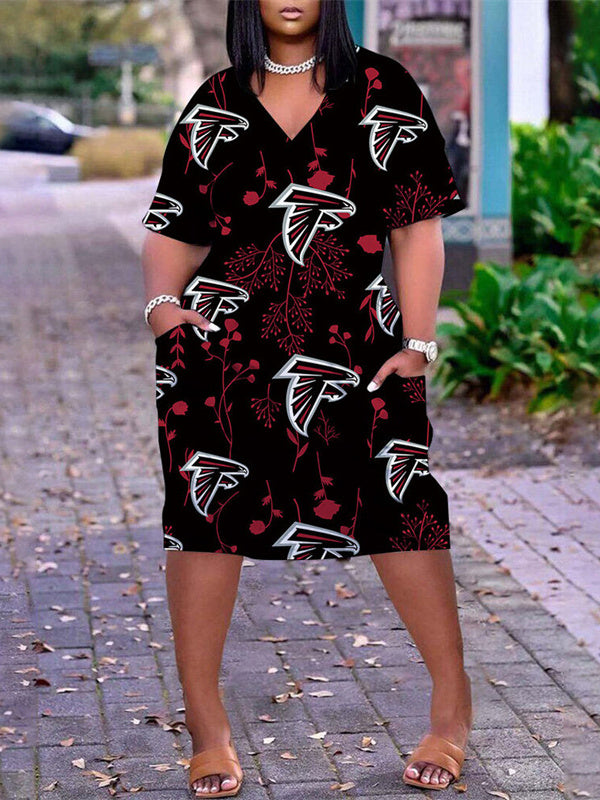 Atlanta Falcons V-neck Casual Pocket Dress Limited Edition AZBTVCPD000206