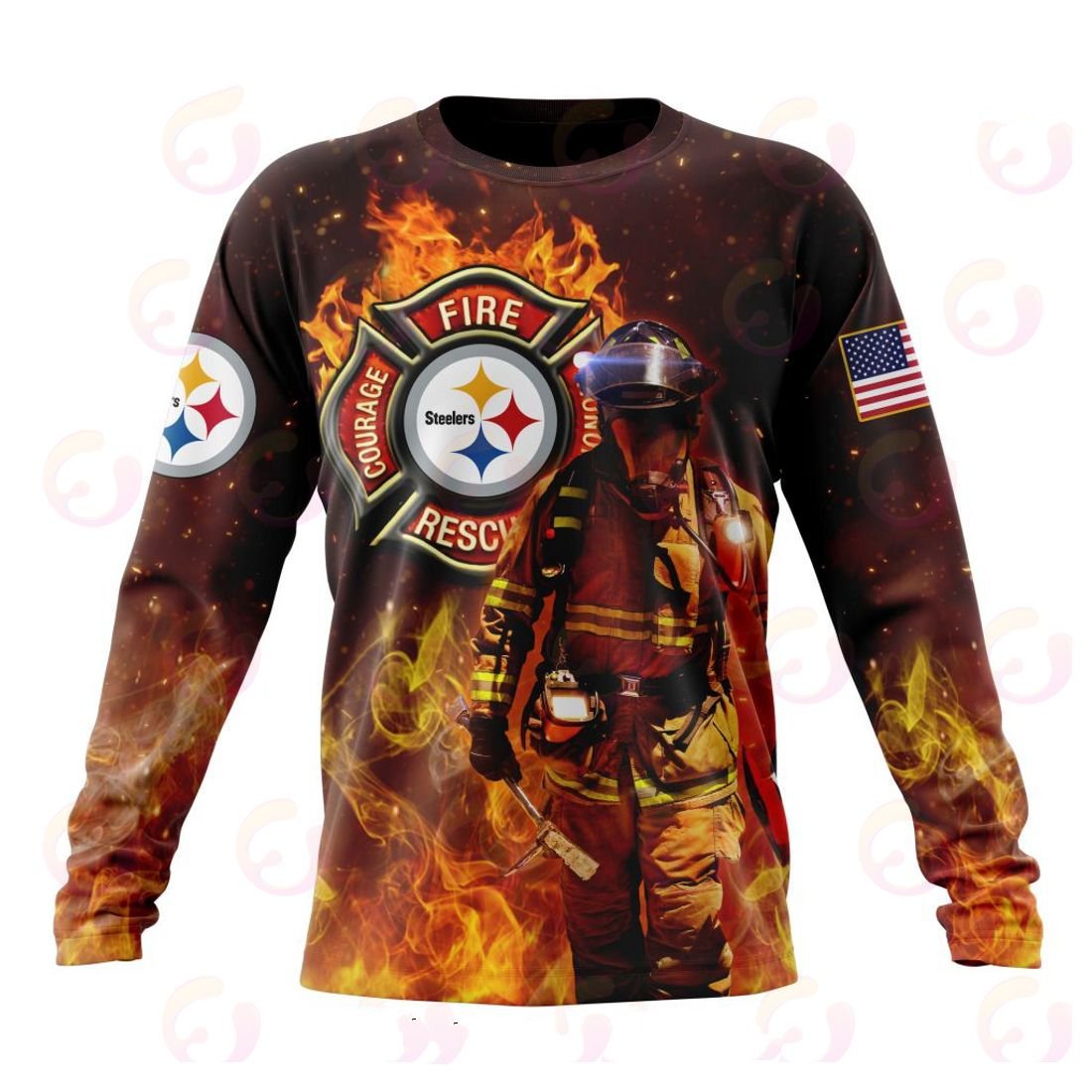 Pittsburgh Steelers Honor Firefighters – First Responders All Over Printed T-shirt Sweatshirt Hoodie AZCHD850