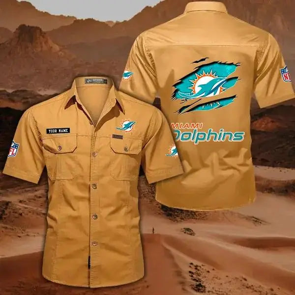 Miami Dolphins Men’s Short Sleeve Cargo Shirts New 2025 AZBT2DCGS000020