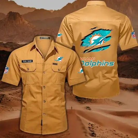 Miami Dolphins Men’s Short Sleeve Cargo Shirts New 2025 AZBT2DCGS000020