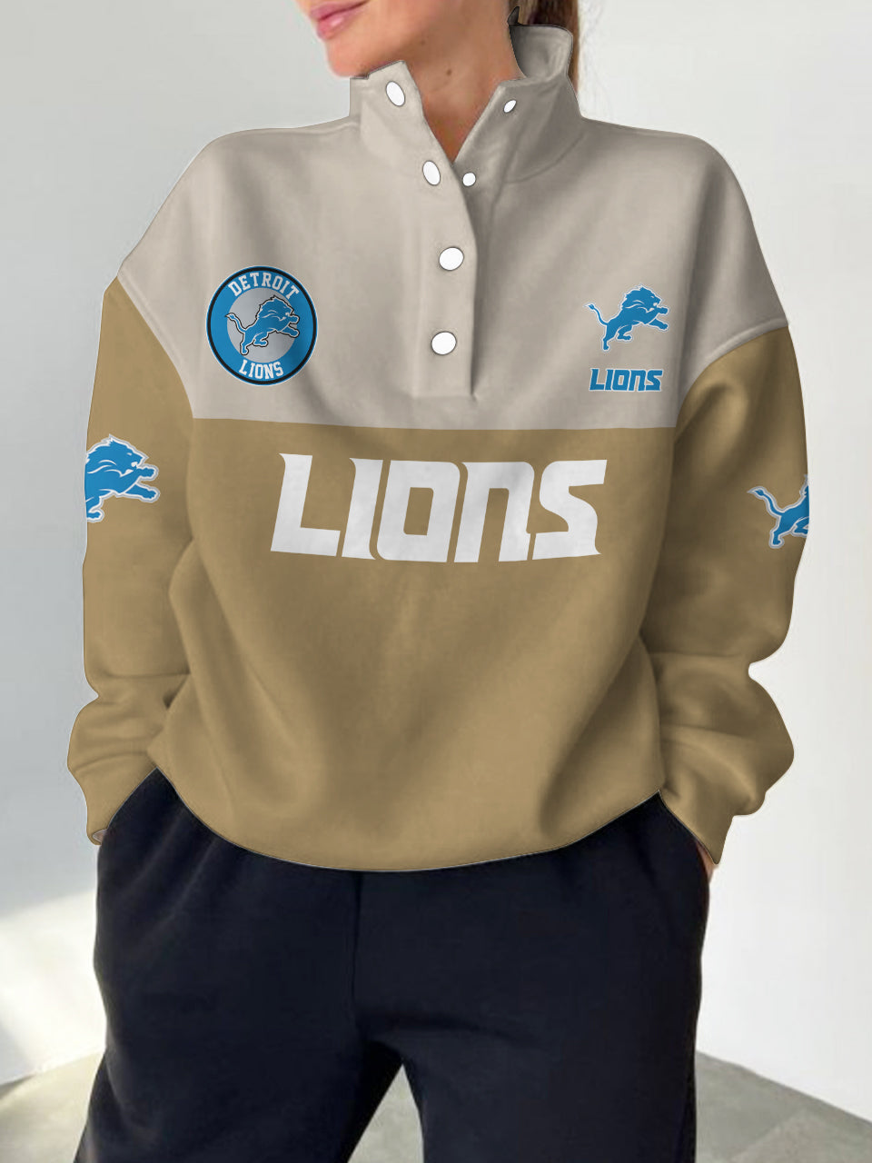 Detroit Lions Casual Colorful Stand Collar Sweatshirt AZBTSCSW000232