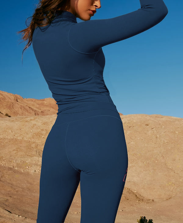 New England Patriots 2 Piece Workout  Sets :Sculpt High Waist Gym Leggings & long Sleeve Sports Top (2)