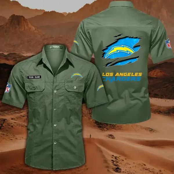 Los Angeles Chargers Men’s Short Sleeve Cargo Shirts New 2025 AZBT2DCGS000018