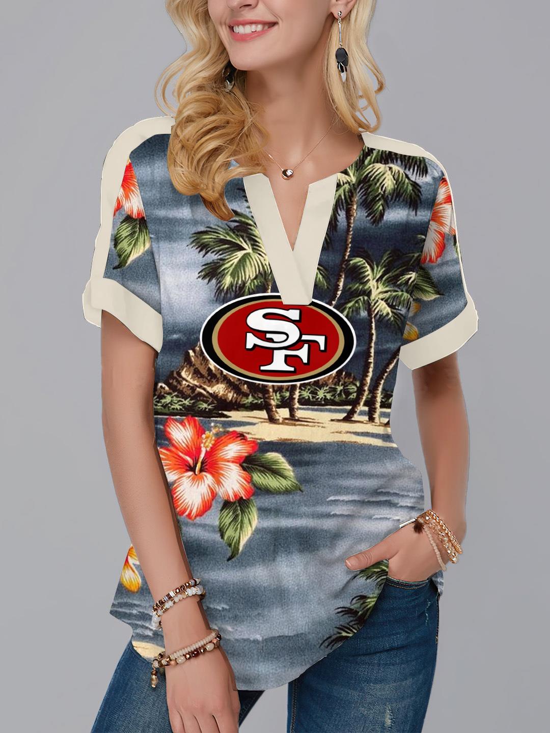 San Francisco 49ers Fashion Short Sleeve V-Neck Shirt  AZSSV284