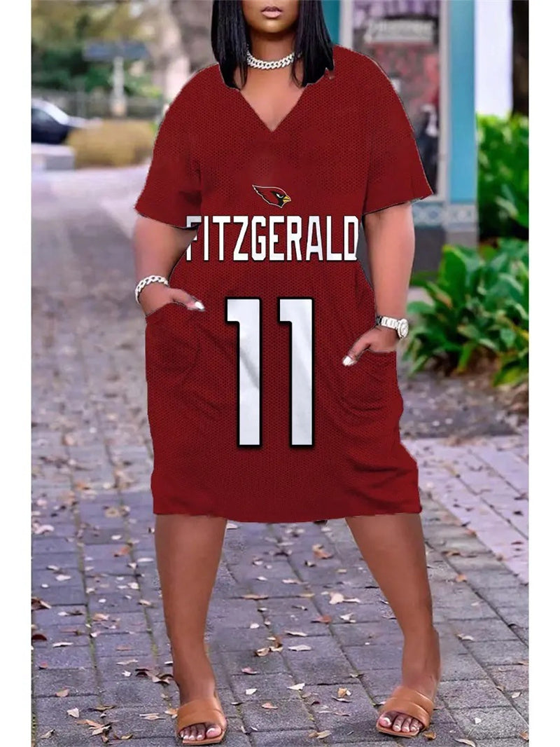 Arizona Cardinals V-neck Casual Pocket Dress Limited Edition AZBTVCPD000158