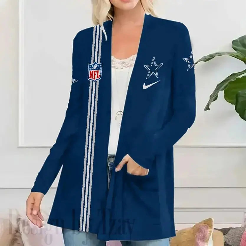 Dallas Cowboys Women Patch Pocket Cardigan BT051