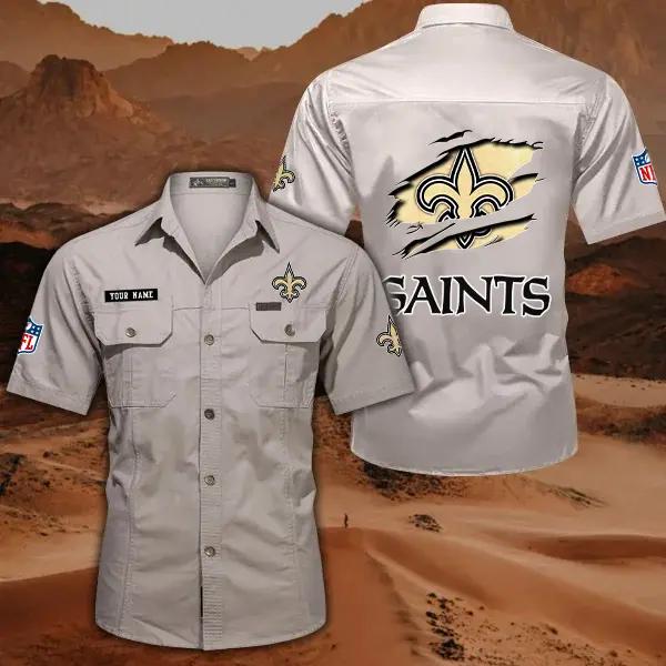 New Orleans Saints Men’s Short Sleeve Cargo Shirts New 2025 AZBT2DCGS000023