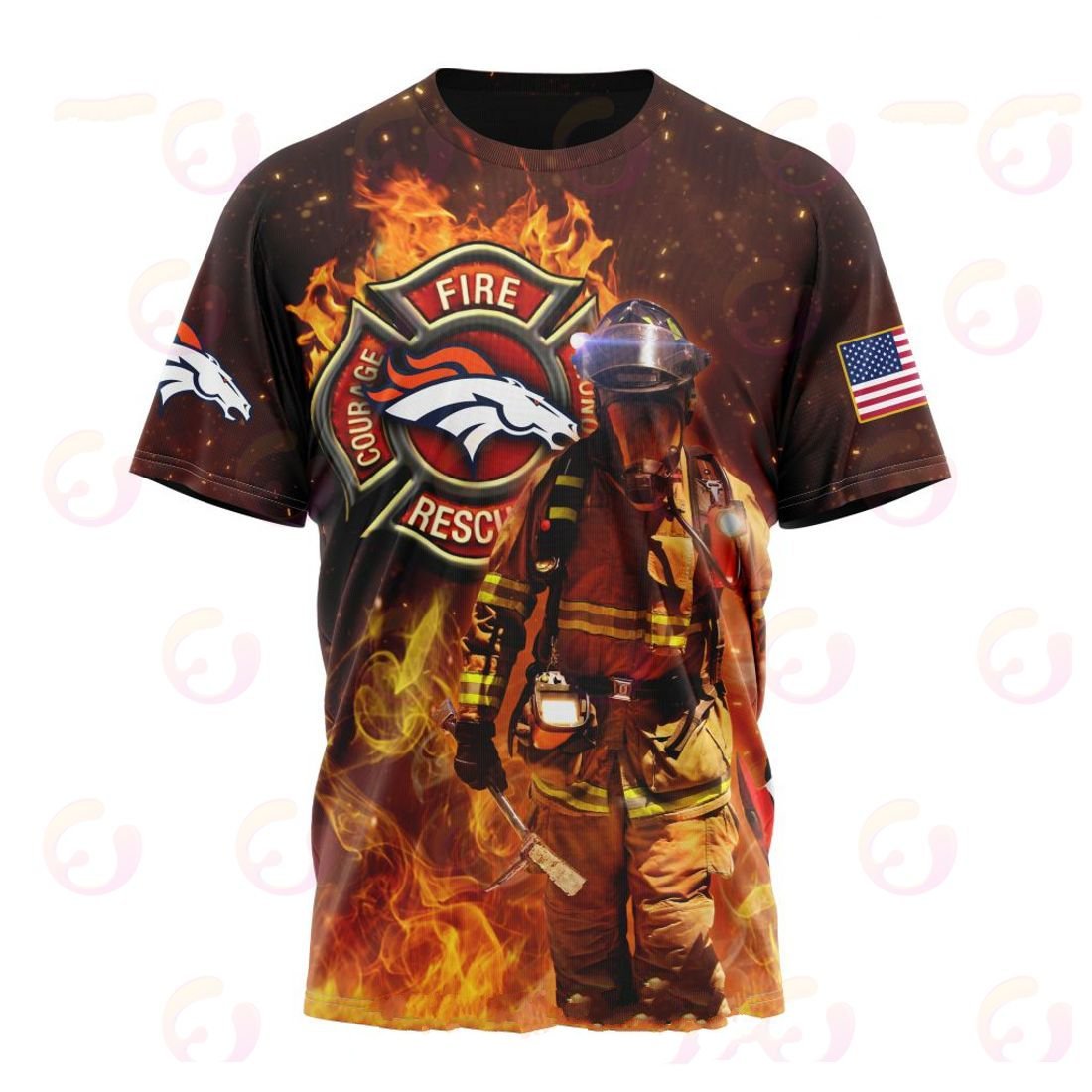 Denver Broncos Honor Firefighters – First Responders All Over Printed T-shirt Sweatshirt Hoodie AZCHD833