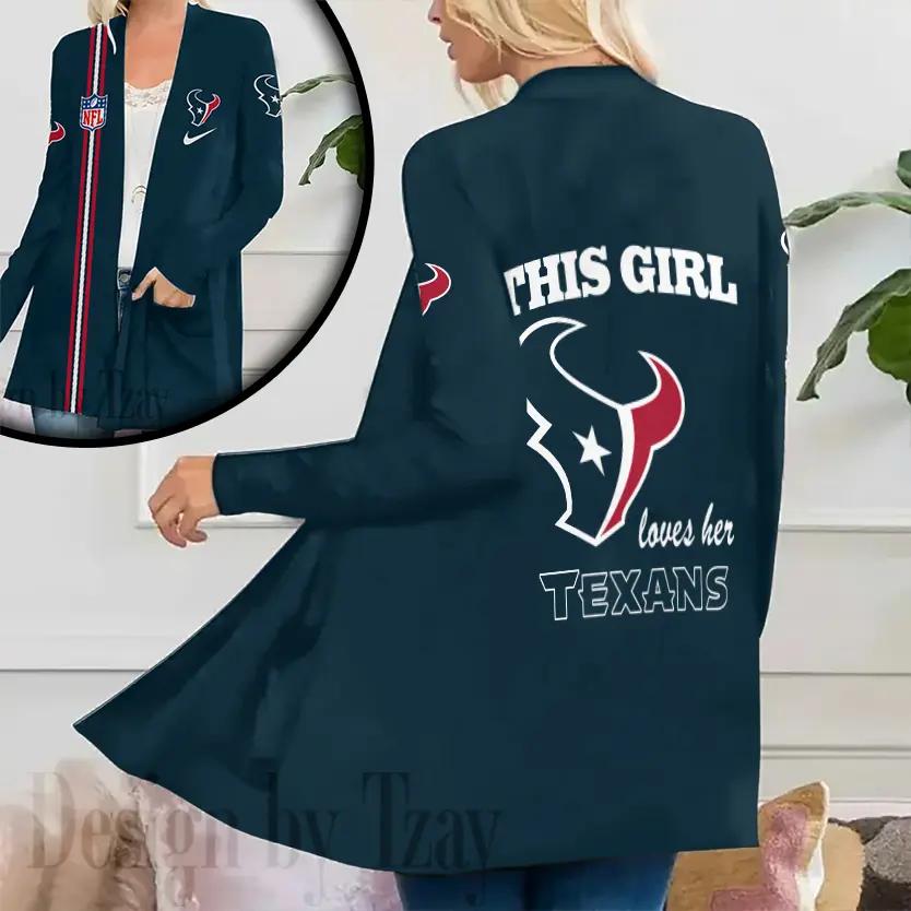 Houston Texans Women Patch Pocket Cardigan BT079