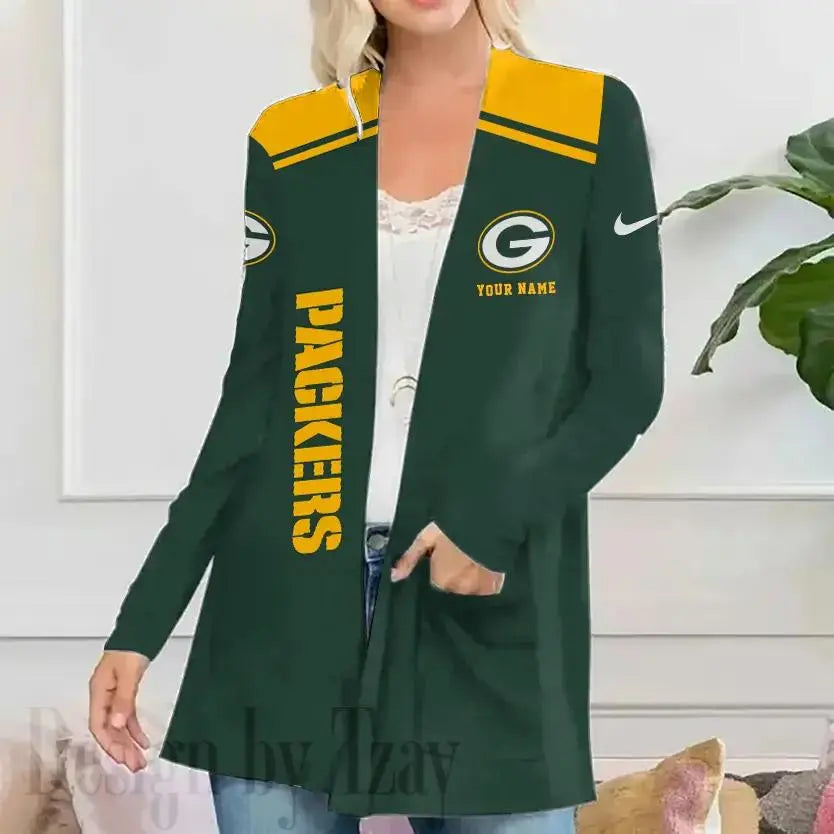 Green Bay Packers Women Patch Pocket Cardigan BT076