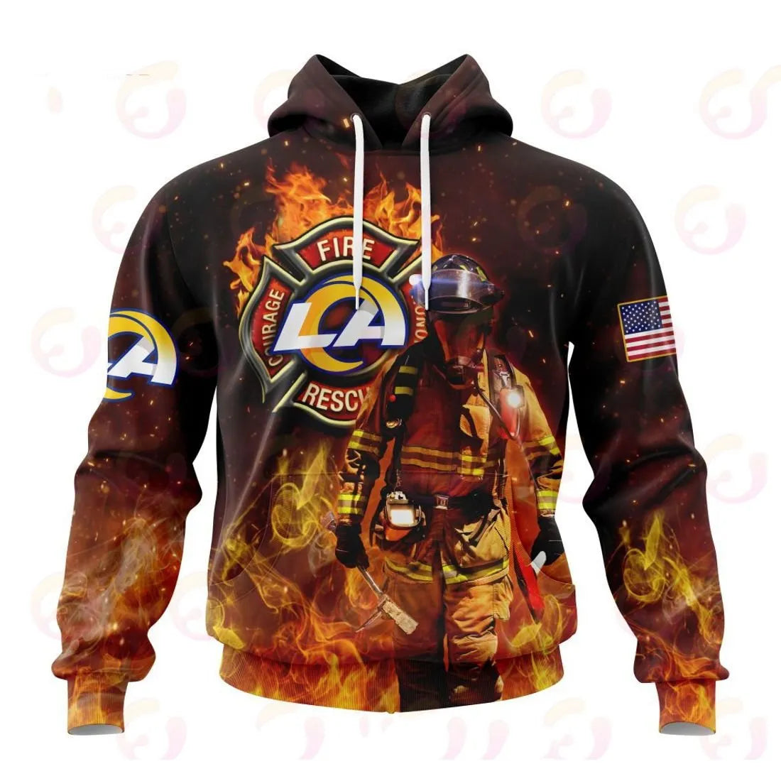 Los Angeles Rams Honor Firefighters – First Responders All Over Printed T-shirt Sweatshirt Hoodie AZCHD842