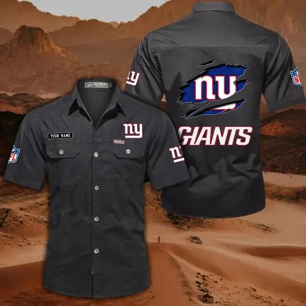 New York Giants Men’s Short Sleeve Cargo Shirts New 2025 AZBT2DCGS000024