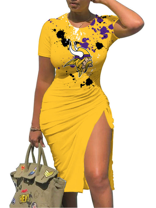 Minnesota Vikings Slit Bodycon Dress  AZBTSBD000008