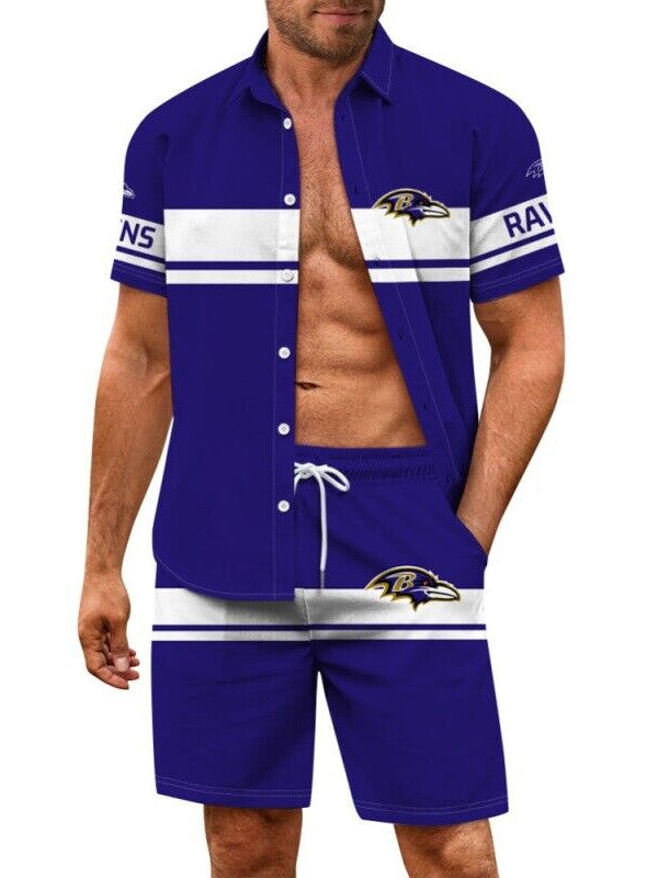 Baltimore Ravens Combo Hawaiian Shirt and Shorts AZBTHWSS000155