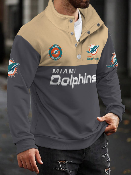 Miami Dolphins Casual Colorful Stand Collar Sweatshirt AZBTSCSW000258