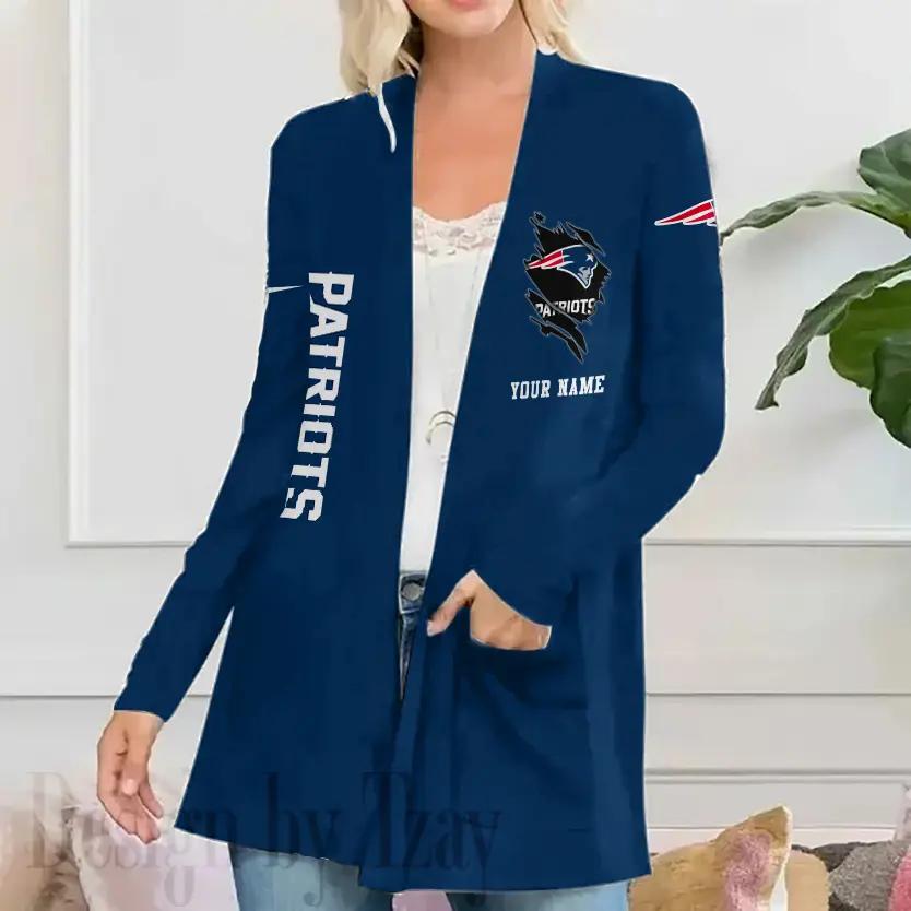 New England Patriots Women Patch Pocket Cardigan BT131