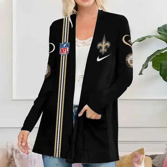 New Orleans Saints Women Patch Pocket Cardigan BT138