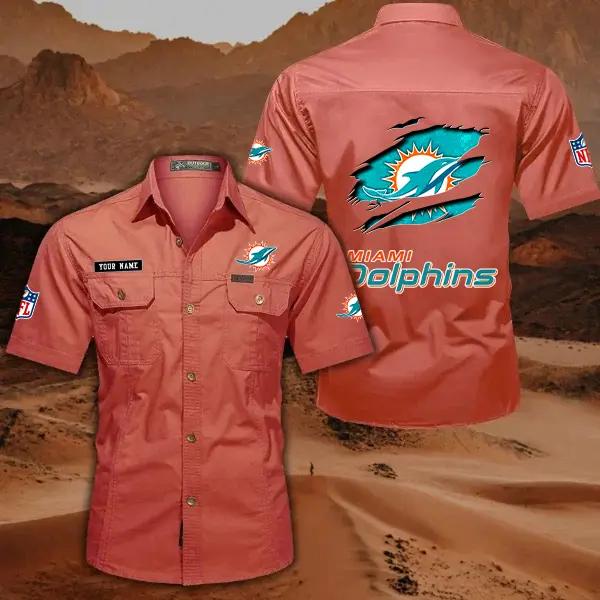 Miami Dolphins Men’s Short Sleeve Cargo Shirts New 2025 AZBT2DCGS000020